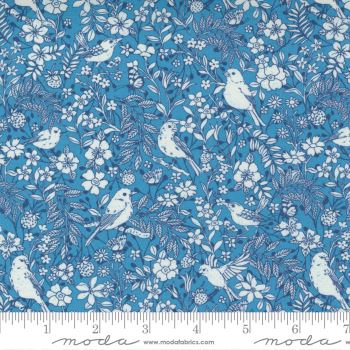 Lady Bird Blue Toile Coastal Fabric